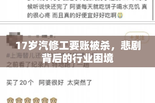 17岁汽修工要账被杀，悲剧背后的行业困境