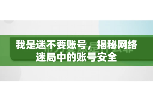 我是迷不要账号，揭秘网络迷局中的账号安全