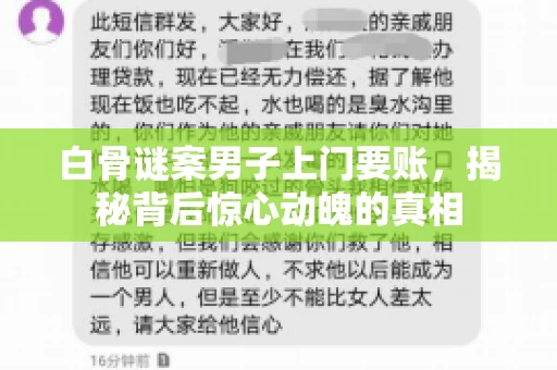 白骨谜案男子上门要账，揭秘背后惊心动魄的真相