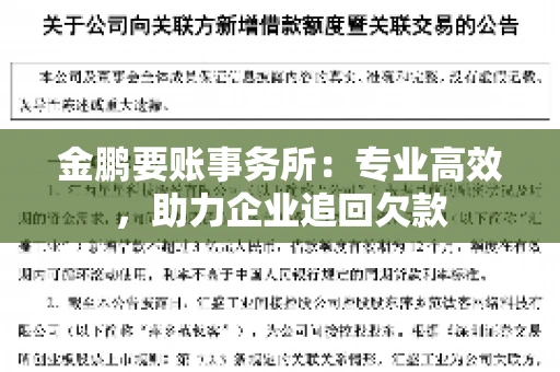 金鹏要账事务所：专业高效，助力企业追回欠款
