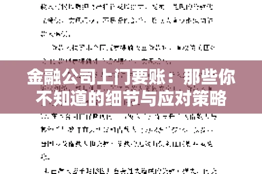 金融公司上门要账：那些你不知道的细节与应对策略